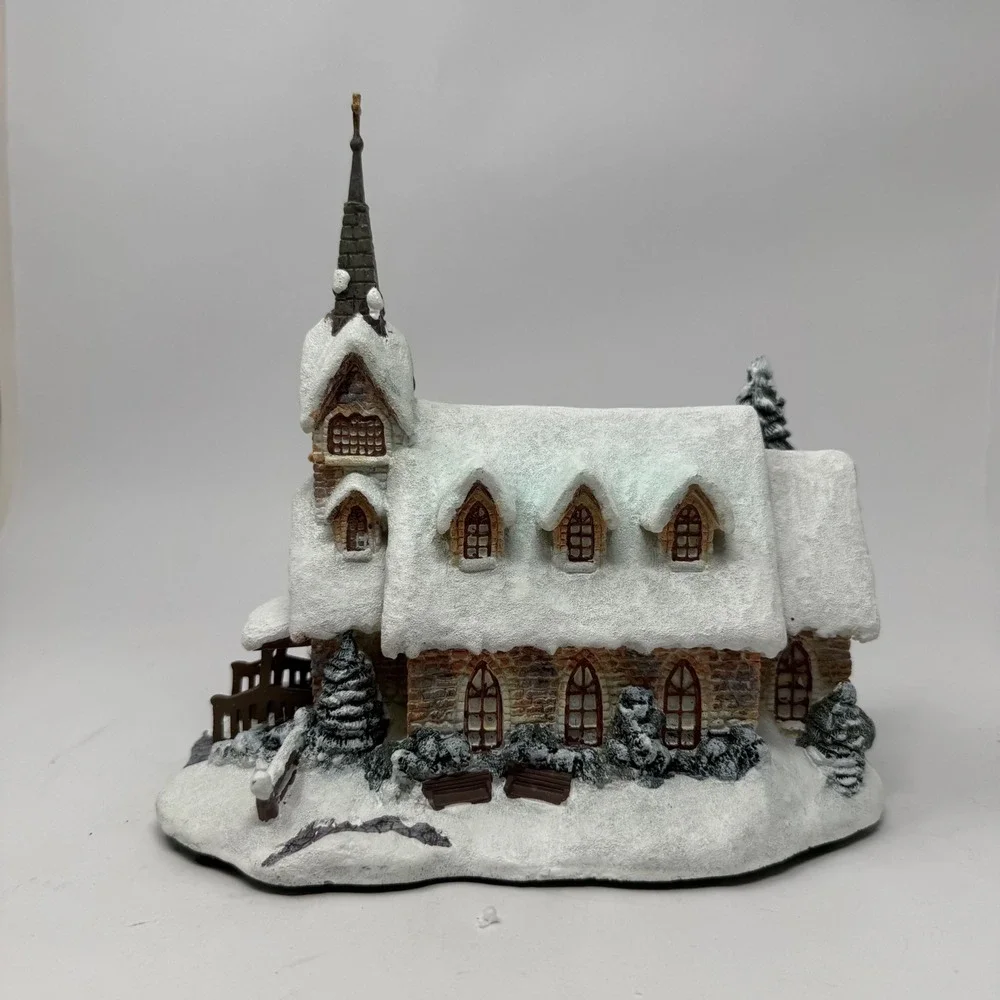 Hawthorne Village Light of Hope Church Christmas Village Sculpture White Brown